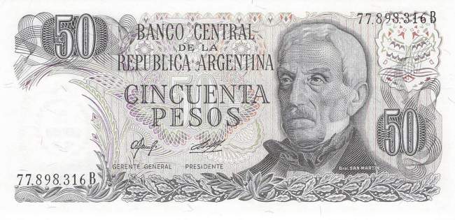 Argentinien p301b-2 B 50 Pesos 1977